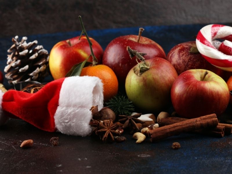 Essbare Weihnachtsdeko Obst dekorieren