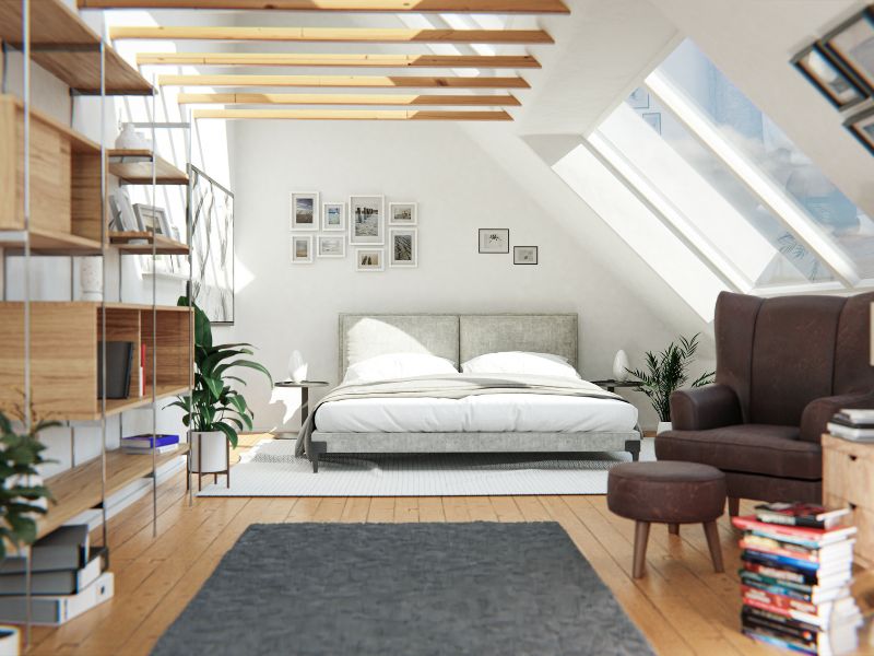 Schlafzimmer-Dachschraege-Dachbalken